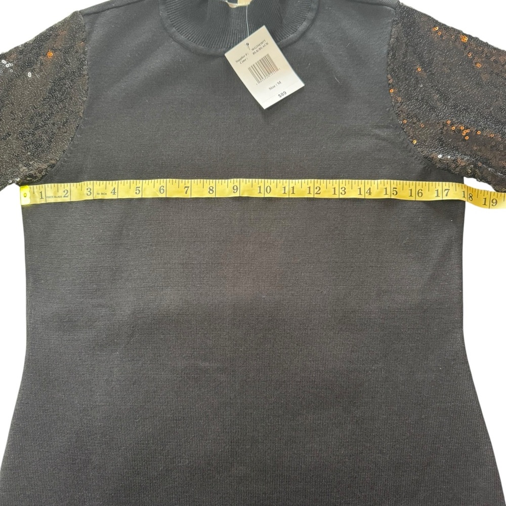 NWT Willow Glenn Black Balloon Sequin Sleeve Medium Sweater Dress - Picture 6 of 9